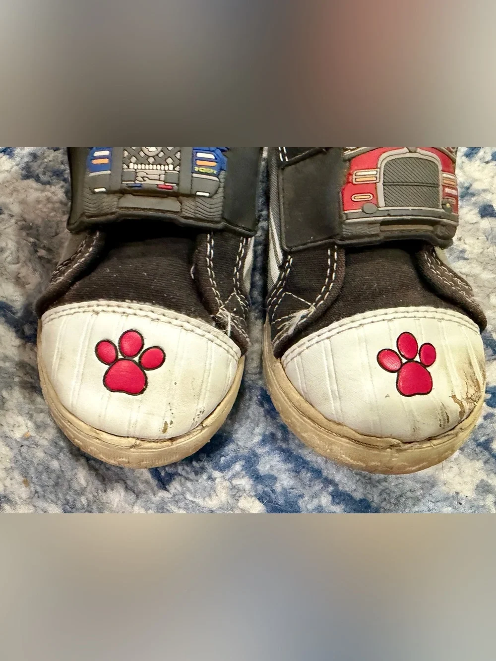 Paw Patrol Kids Black Sneakers with White Toecaps and Red Paw Accents